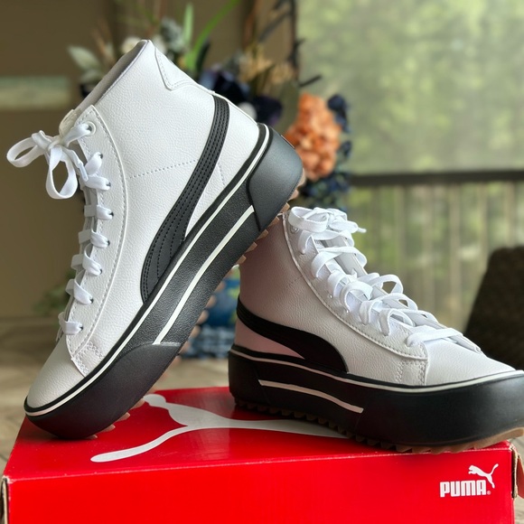 Puma Kaia Mid L White and Black High-Top Sneakers - Picture 12 of 14